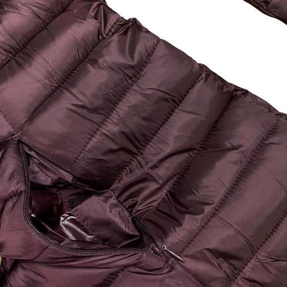 Save The Duck Caroline Womens S Burgundy Puffer Coat Faux Fur Long Iris Full Zip - Picture 5 of 7